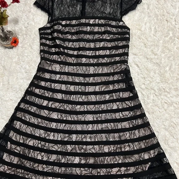 Adranna Papell Womens Black Lace Dress Size 12P Excellent condition. - Picture 5 of 15